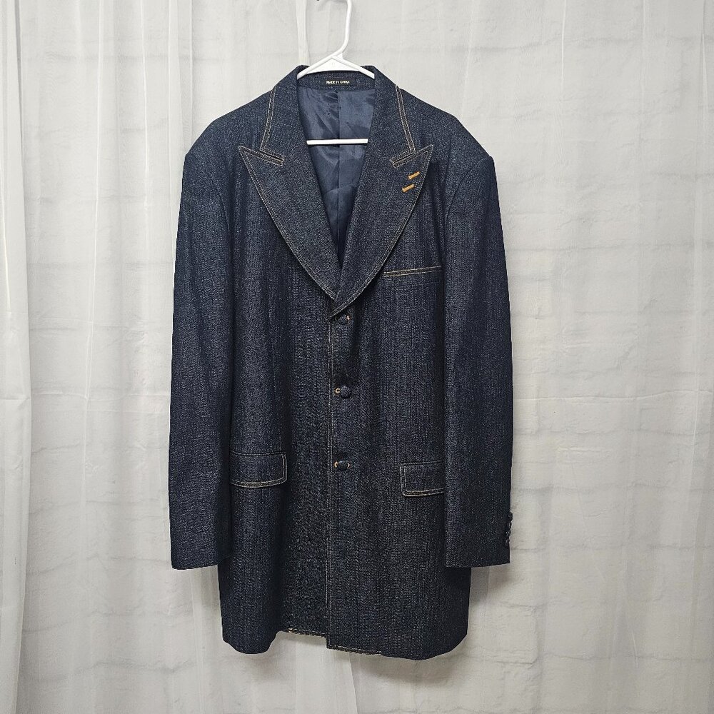 Milano Moda Denim Blazer Coat Blue Western Casual Unisex 46L